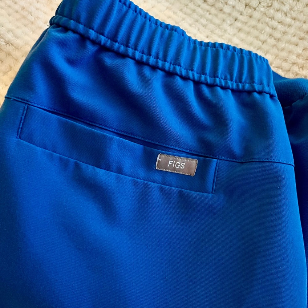 Royal blue high waisted jogger scrub pants